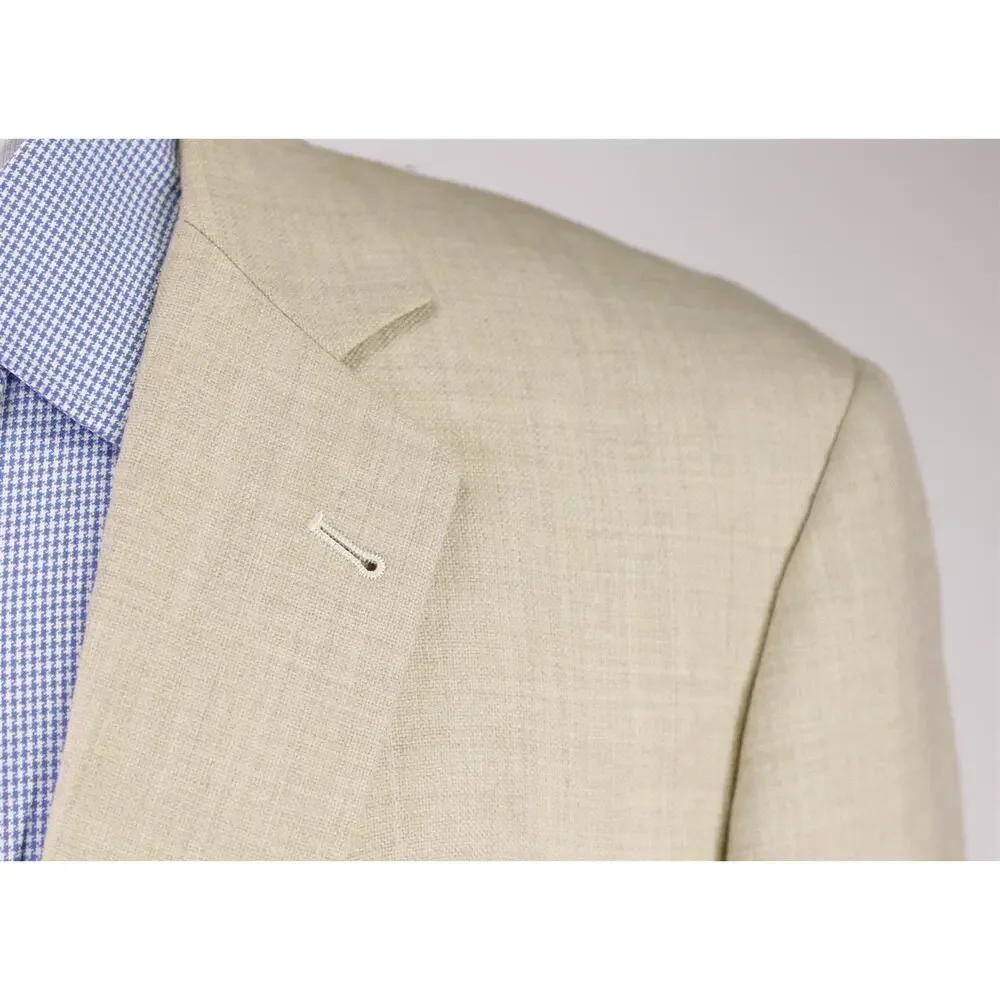 Brooks Brothers 1818 Madison Light Brown Woven Wool Blazer Jacket 44L